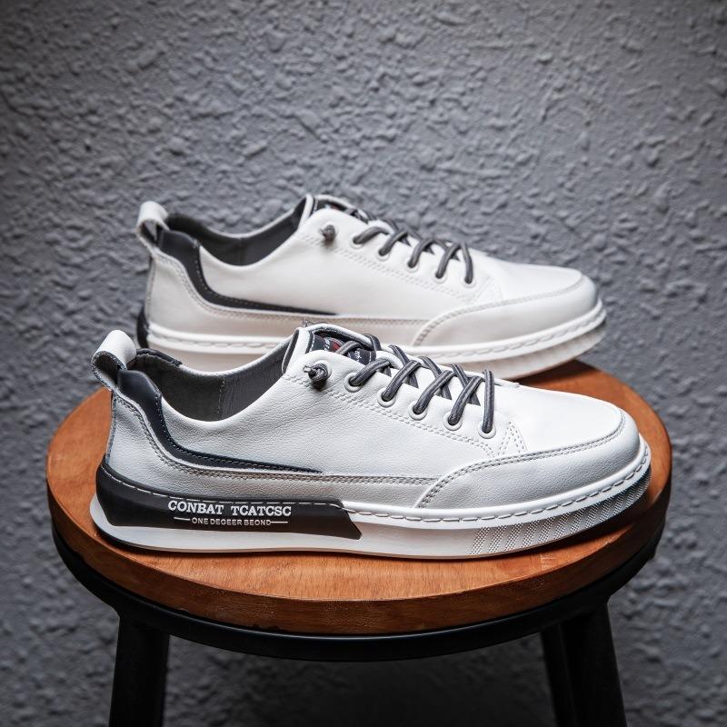 Autumn new men's shoes leather breathable little white shoes men's fashion trend versatile sports and leisure board shoes