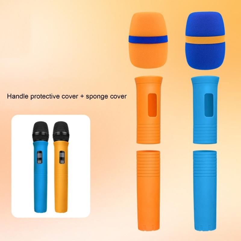 Cordless Handheld Microphone Protective Sleeve with Sponge Foam Microphone Windscreen Rubber Microphone Protective Sleeve Holder for Show KTV
