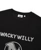 WACKY WILLY Typo Bird Graphic Short Sleeve T-Shirt Black