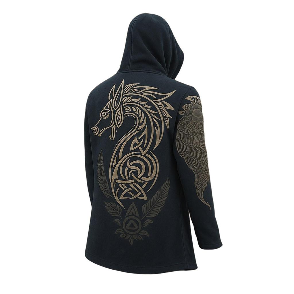 Men's Retro Hooded Cloak Halloween Costume with Print