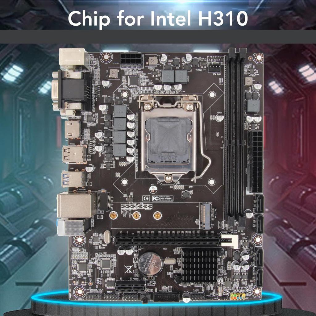 H310 LGA1151 Desktop Computer Motherboard, Micro ATX DDR4 Gaming Motherboard, NVMe M.2, 6Gb, USB 3.0, DVI, HDMI, VGA Interfaces
