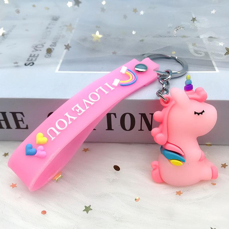 Cartoon Cute Unicorn Rainbow Rope Keychain Girl Ins Couple Car Bag Pendant Creative Pendant