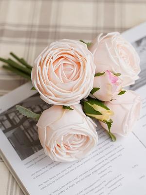 6 Heads/Bundle Artificial Flowers Moisturizing Rose Real Touch Bridal Bouquet Rose for Wedding Party Table Home Balcony Decor