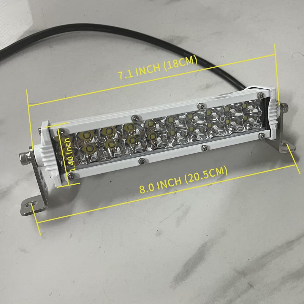 7 Inch Small Light Bar for Boat Truck, 12V 24V Marine Waterproof LED Slim Light Bars, 60W 6000lm LED Spot Flood Double Row Spotlights for ATV UTV RV