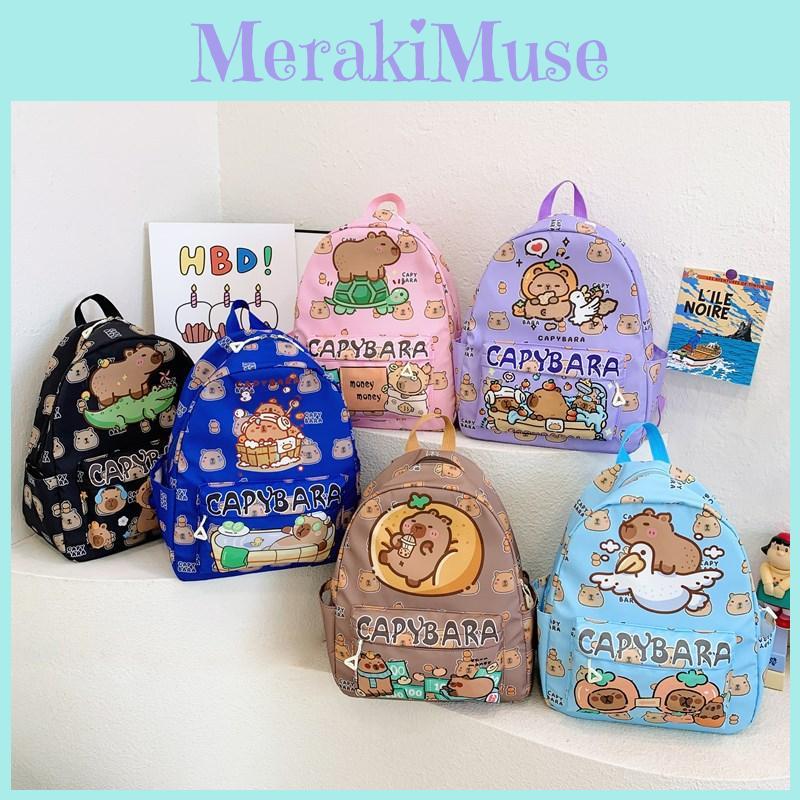 Adorable Capybara Print Children Backpack Spacious Lightweight For School Use
