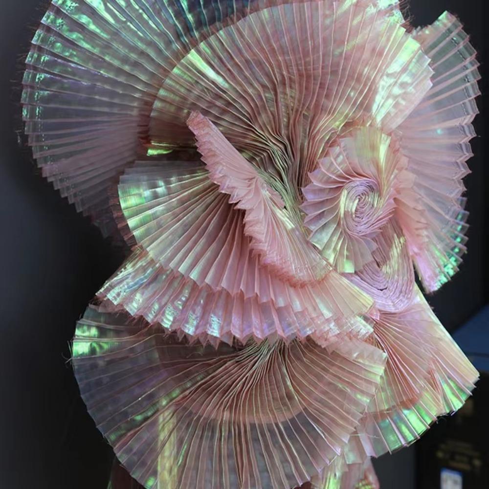 Shiny Pleated Organza Fabric 100*150cm DIY Material Creative Cloth Fabric Sewing Girls Skirt Dress