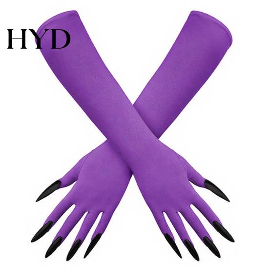Creepy Long Nail Gloves 1 Pair Halloween Ghost Claw Gloves, Fingernail Witch Costume Durable Party Handwear Accessory, Dark Performance Prop