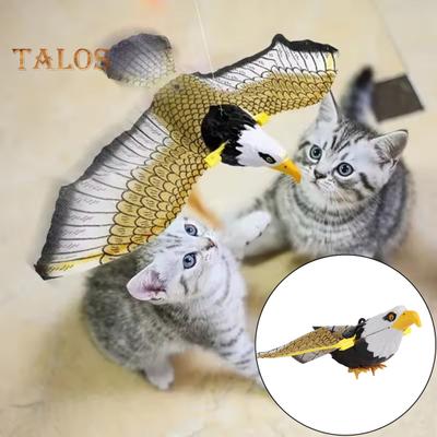 Simulation Bird Cat Toy Electric Hanging Flying Eagle/Parrot Toy Interactive Door Ceiling Swinging Animal Cat Teasering Toy for Indoor Cats