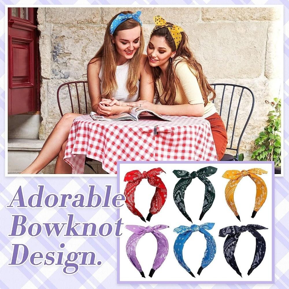 Bow Knot Women's Wide Headband Printed Hair Hoop Headwear Trendy Retro Polka Dot Hairband  Girls