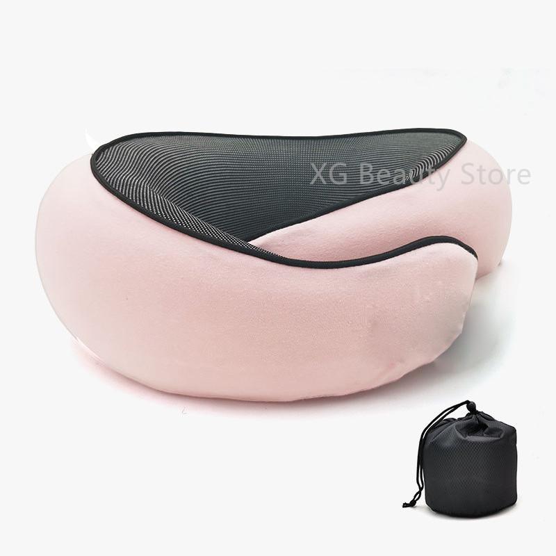 Portable Black Foldable U-Shaped Neck Pillow Memory Foam Travel Pillow Neck Cushion Durable Undeformable Airplan With Bag