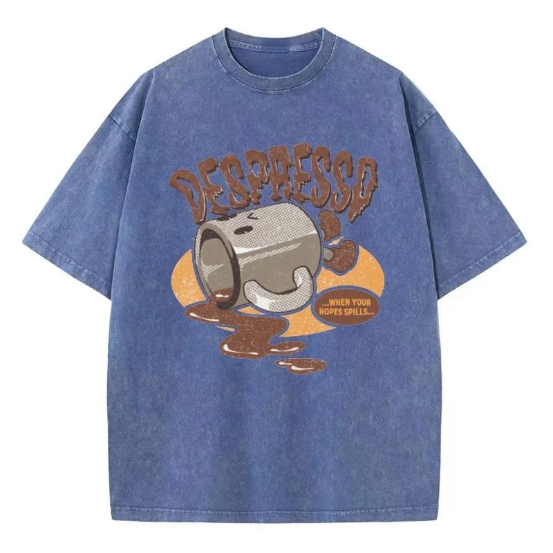 Summer Men Vintage Washed T-Shirts Anime Streetwear Punk Unisex Short Sleeve Tops Tee Y2k Oversized T-Shirt Clothing