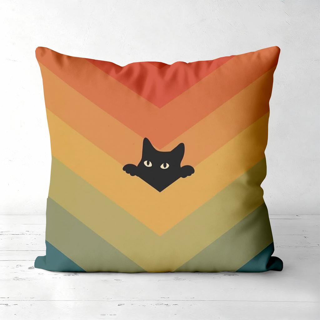 Cute Black and White Cat Pattern Throw Pillow Cushions Polyester pillowcase, sofa decorative cushion cov Headboard Pillow