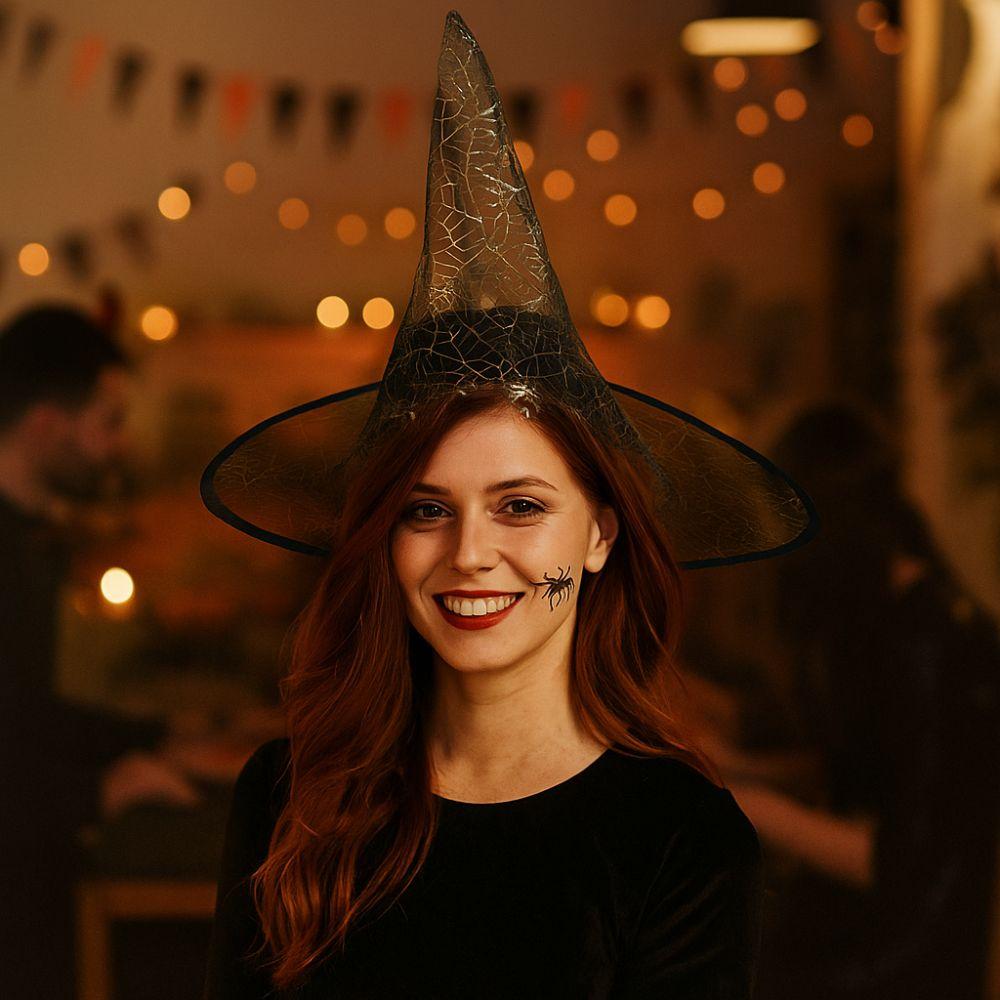 Breathable Halloween Witch Hat Sequin Halloween Headwear Funny Spider Witch Hat  Unisex Accessories
