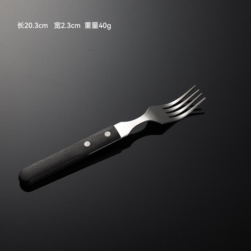 Stainless steel handle knife, fork, spoon, western tableware 3 main pieces rosewood handle steak knife and fork hotel retro meal