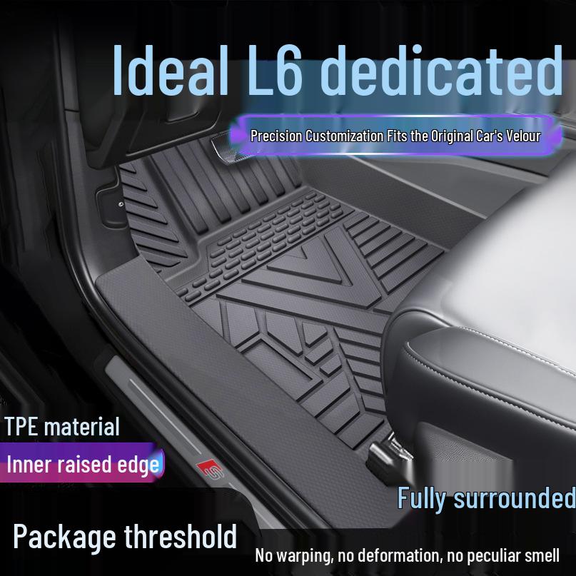 Li Auto L6 TPE Full Surround Waterproof Floor Mats with Anti-dirty Door Sill Protection Upgraded Single Layer: TPE Floor Mats