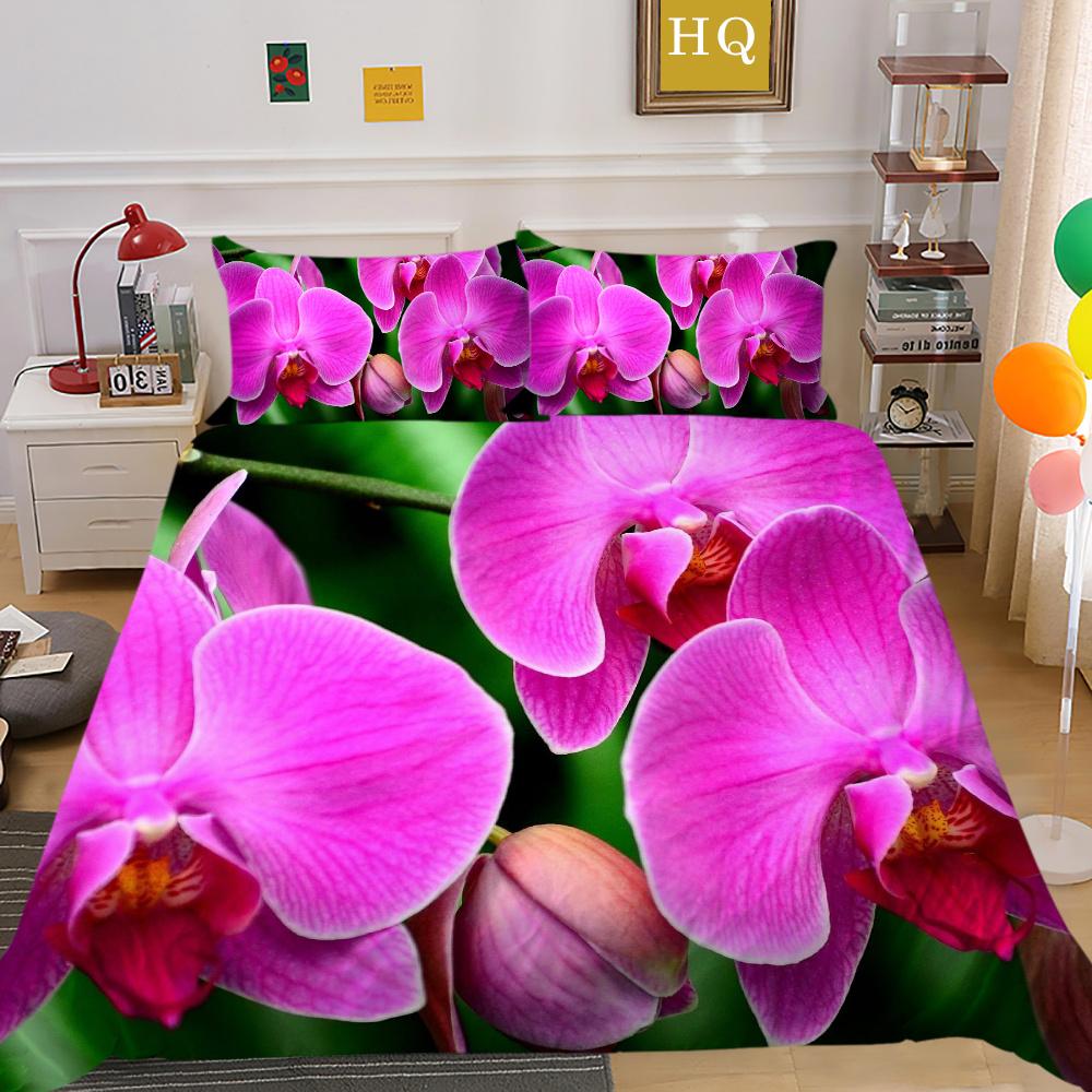 

Постельный комплект с цветочным принтом, покрывало одного размера, полиэстеровая постельная одежда для девочек, улучшенный высококачественный декор для спальни AU Double 180x210cm