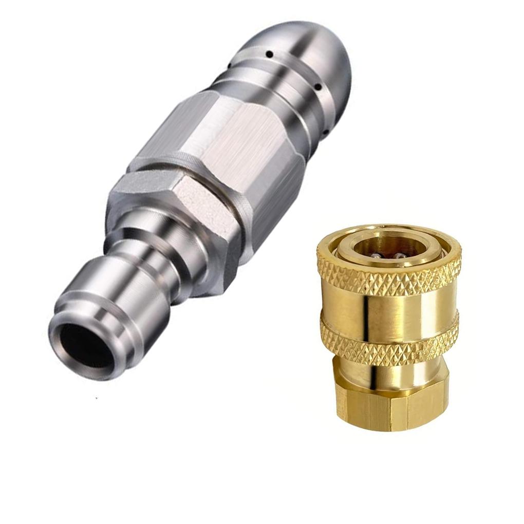 

5000 PSI Sewer Jetter Pressure Drain Jetter Hose Nozzle For 1/4 Pressure Washer Cleaning Machine High-pressure Water Pipe Nozzle