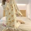 French Cream Bear Printing New Loungewear Spring And Autumn Long-Sleeved Trousers Pajamas Women Can Wear