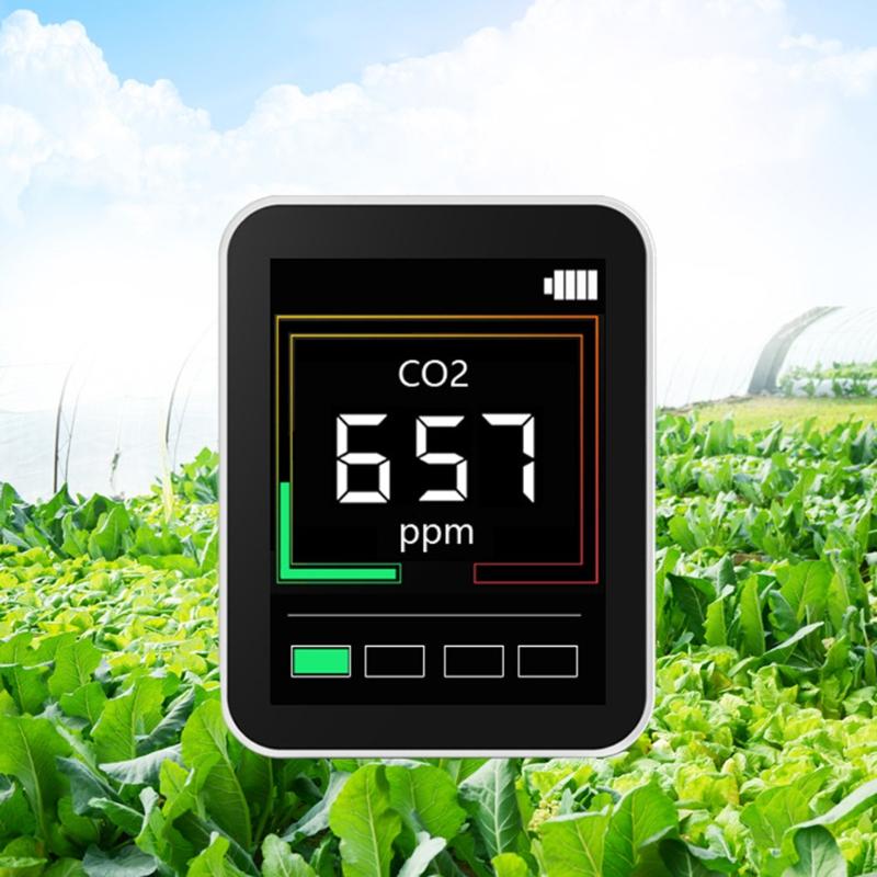 Professional Air Quality Monitor CO2 Detector Real-Time Reading Multifunctional Air Pollution Tester for Greenhouse