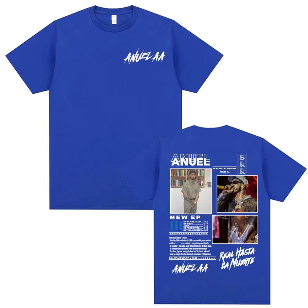 Rapper Anuel AA Real Hasta La Muerte Album Graphic 100cotton Tshirt Unisex Oversized Fashion Hip Hop Oneck Casual Retro shirts