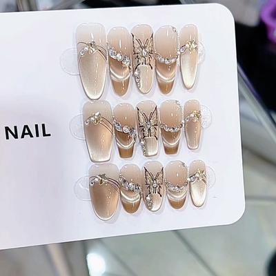 Reine Handarbeit Phototherapie Nagelkunst Schmetterling Tragen Nagel Fertig Katzenaugen Nagelkunst Patches Zeigen Weiße und Temperament