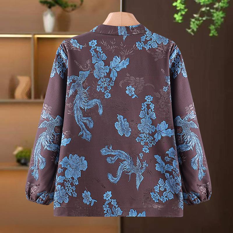 2025 Spring/Autumn High-End Light Luxury Women's Chinese Jacquard Tang Suit Long-Sleeve Shirt