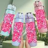 1PC Pink Leopard Glitter Texture Print 750ml Color Plastic Sports Water Bottle Leakproof Flip Straw Lid Suitable for Sports Office Home Use