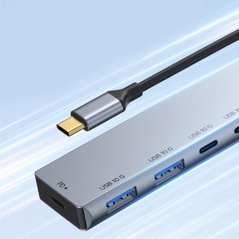 4 Port USB C Expansion Dock Fast Speed 10Gbps Data Transfer PD100W Charging Aluminum Alloys Adapters