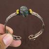 Natural Seraphinite Gemstone Handmade Copper Wire Wrap Cuff Bangle Adj. e0f14