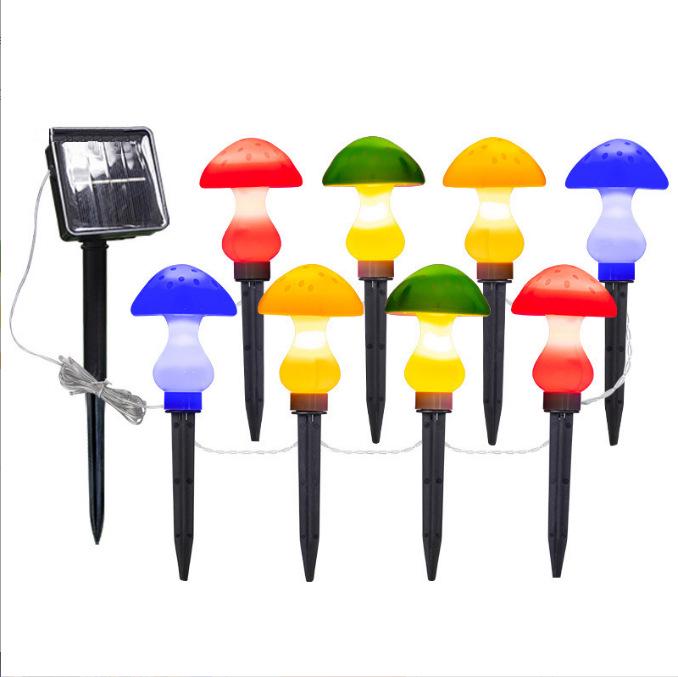 Waterproof Outdoor Solar Mushroom LED String Lights for Garden, Patio, Christmas, and Holidays with Fairy Lights and Ground Stakes