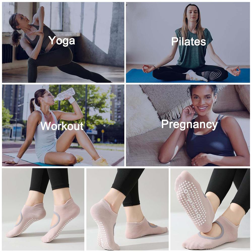 3 Paar Grip Pilates Socken für Damen – Rutschfeste Yoga Socken für Ballett, Tanz und Workouts