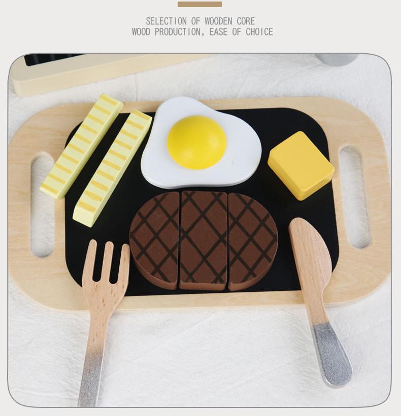 Wooden Kids' Role-Play Steak Cutting Kitchen Toy Set