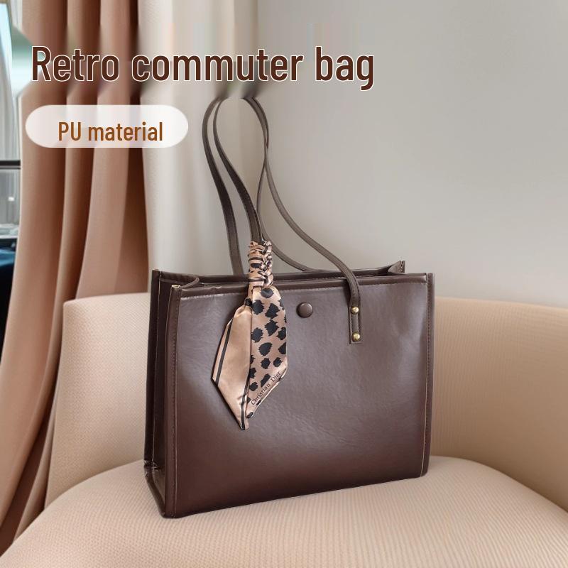 

2025 Large Capacity Retro Women s Tote Handbag кофейный