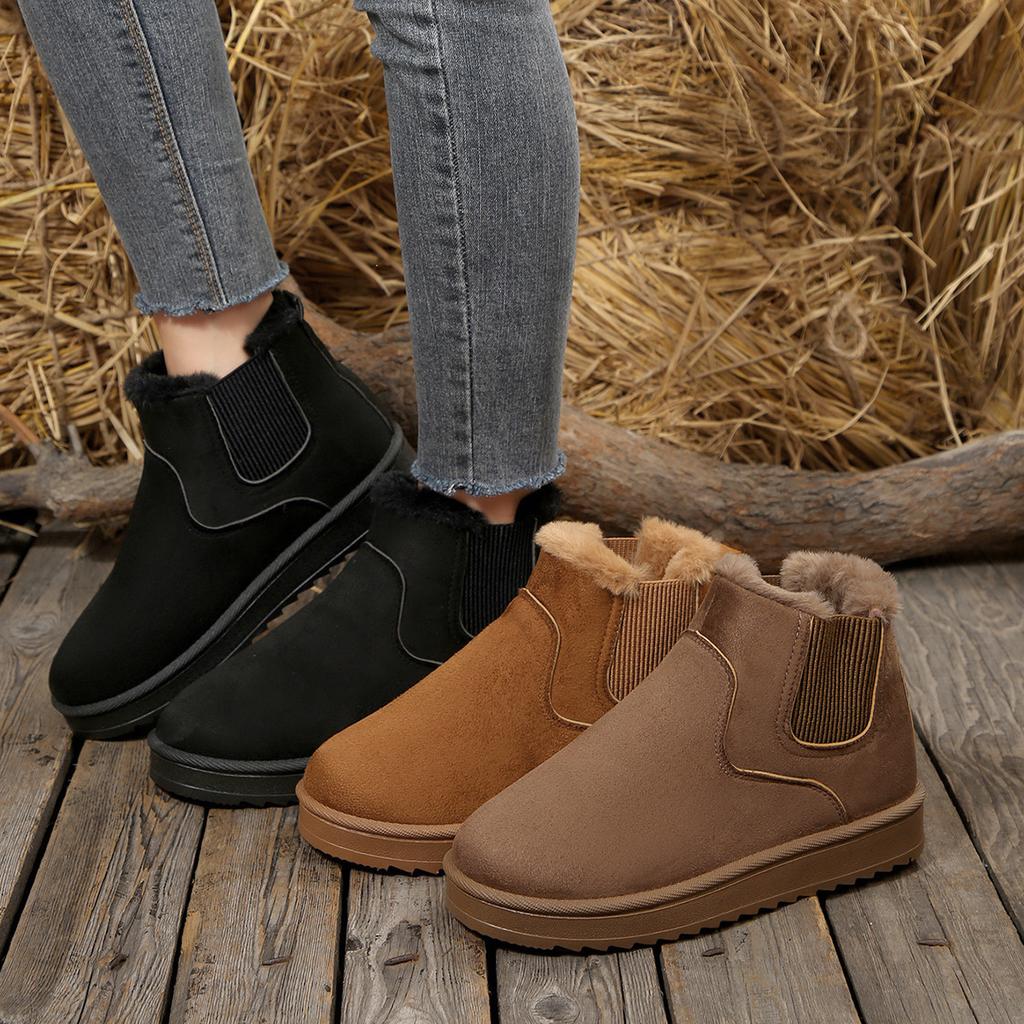 Large size 2025 winter new versatile snow boots foreign trade short tube warm velvet thickened boots women