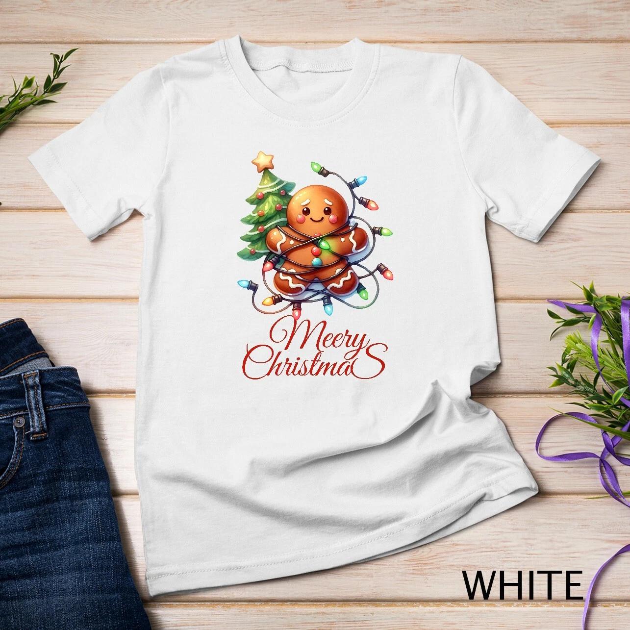 Adorable Gingerbread Celebrating Christmas #2 Funny Christmas Unisex T-shirt 1 3XL