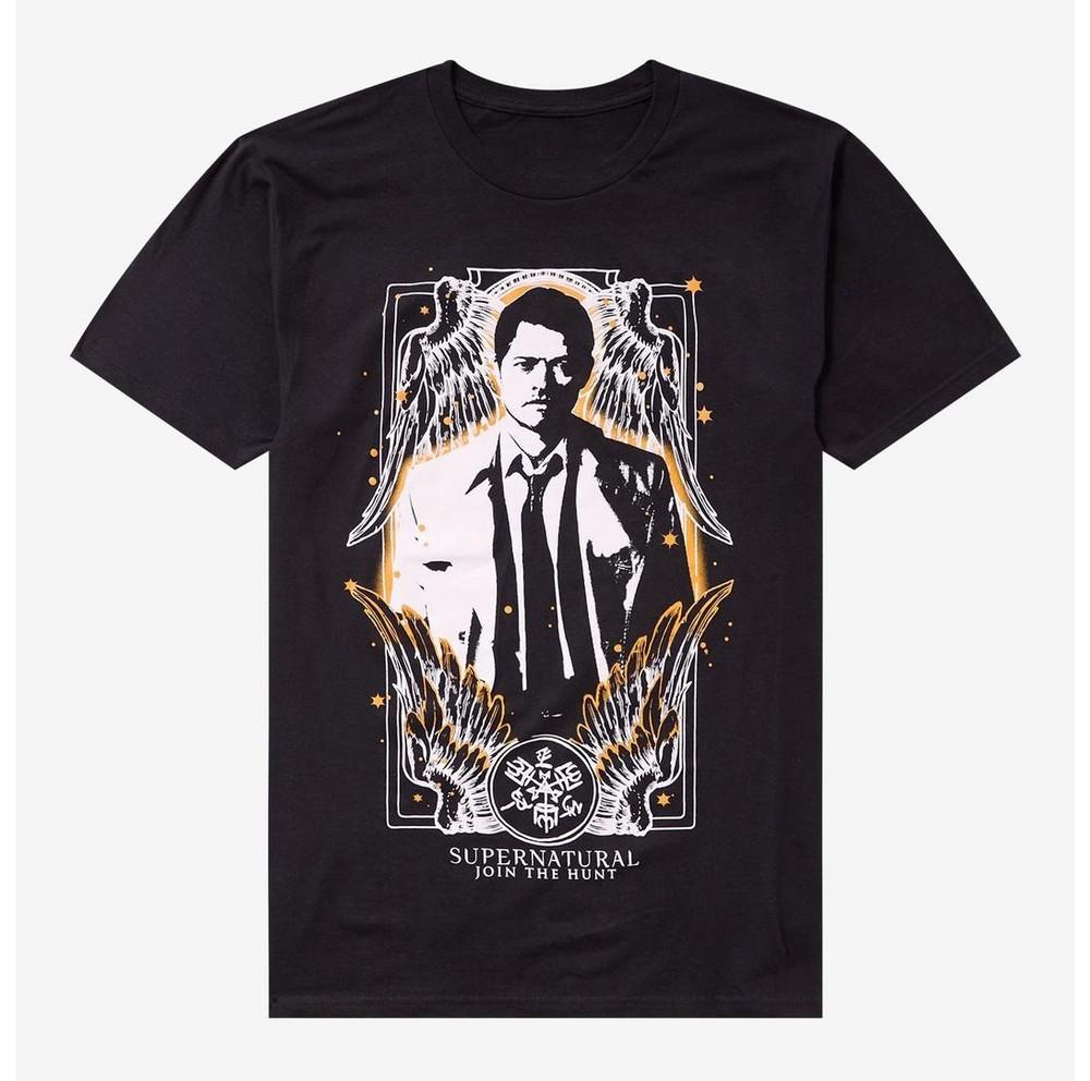 Сверхъестественное Кастиэль Карта Таро Футболка Унисекс Размер S-5XL Унисекс Футболка L