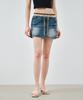 MONGDOL Rib Banded Washed Denim Mini Skirt Light Blue Mdsk037Lblue