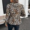 Women's Fashion Casual Spring Fall Leopard Print Long Sleeve V-Neck Blouses  Shirts