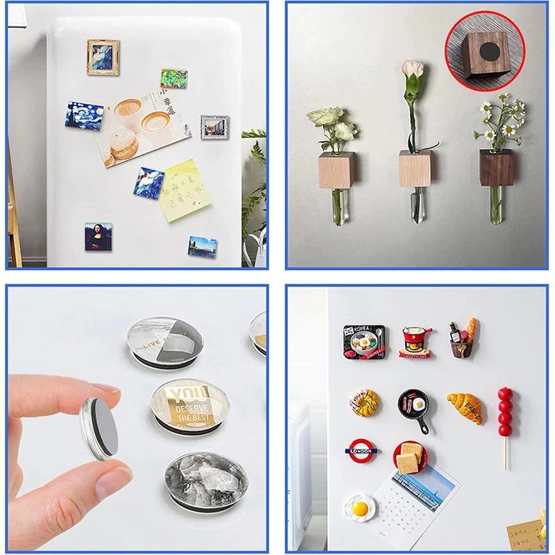 Self Adhesive Rubber Magnets 30/60 PCS Square Round Strong Magnetic for Business Card Making Exhibition Display Use