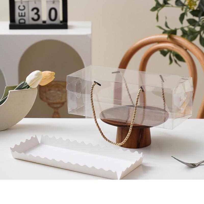 Thickened PET Rectangular Cake Box Transparent Dessert Packaging Case Handheld Biscuit Dessert Boxes 10pcs Empty Box Without Food Portable