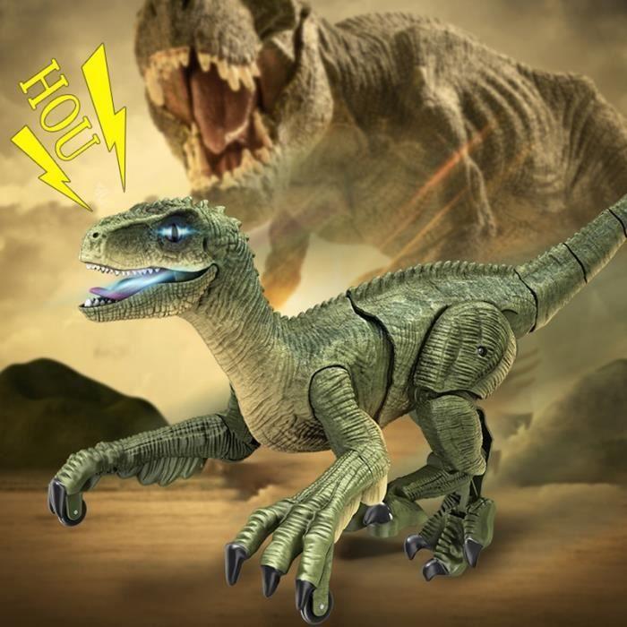 Yellow Velociraptor - 2.4G RC Dinosaur, Velociraptor Simulation, Intelligent Remote Control, Animal with Lu