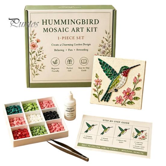 Handicraft Supplies for Home Sea Glass Mosaic Art Kit, Flower Insect DIY Unique Birthday Presents Her Craft Kit with Colorful Pieces Adults Beginners,