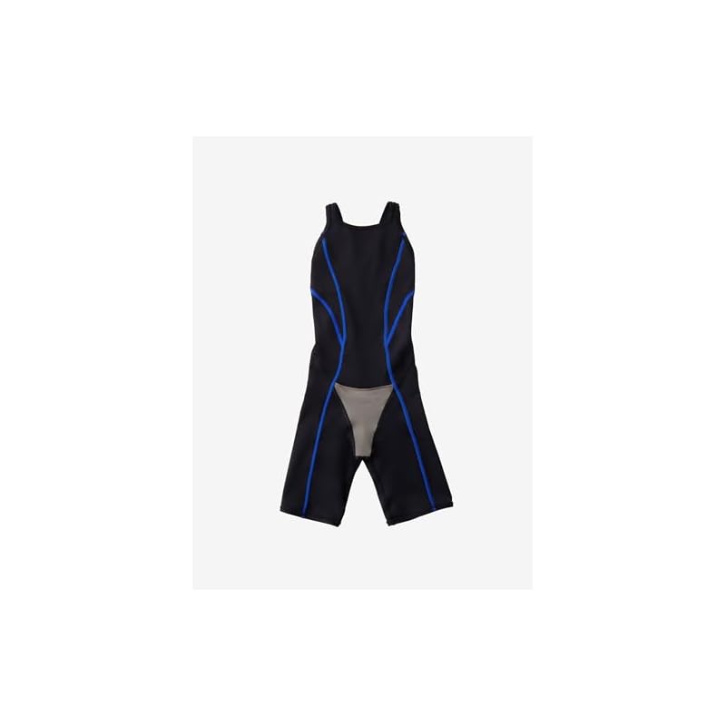 [Speedo] Flex Zero Junior Open Back Kneeskin Swimsuit, Black/Blue, Size 140