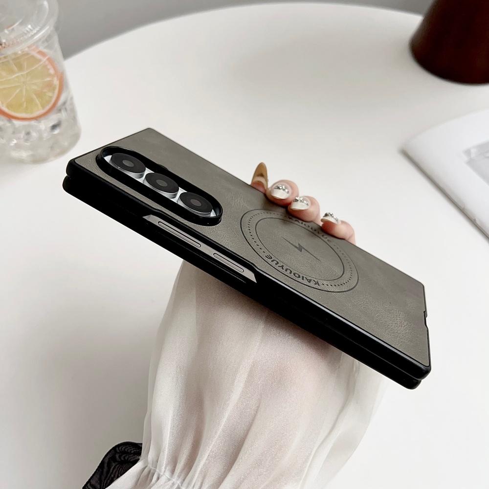 Für Samsung Galaxy Z Fold 7 Business Magnetische Hülle Luxuriöses Leder Für Magsafe Kabelloses Laden Weiche Silikon Schutzhülle