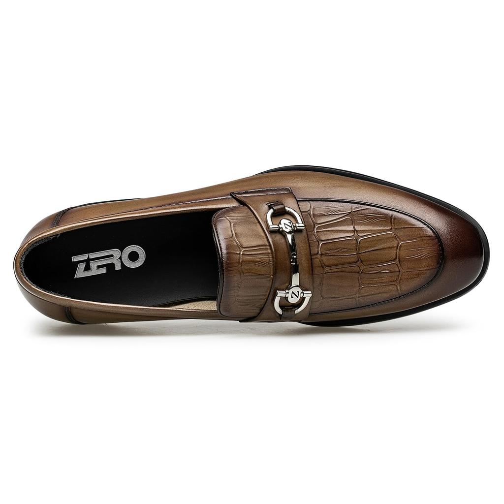 ZERO 2025 Genuine Leather Canvas Ultra Business Size Men's Loafers, Breathable, Comfortable, Non-Slip, Hardwearing, Casual, Lightweight, Brown, 25.0cm
