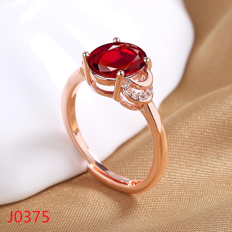 2026 18K Rose Gold-plated Pigeon Blood Ruby Ring Women's Light Luxury Diamond-set Engagement Ring Colored Open Index Finger Ring