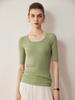 2026 Autumn/Winter Women's Slim Fit Five-Sleeve Wool Sweater, Round Neck