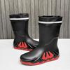 Young Motorcycle Fleece-lined Winter Men's Rain Boots Print Biker Warm Pvc Waterproof New Fishing Work Original Mud Male Shoes