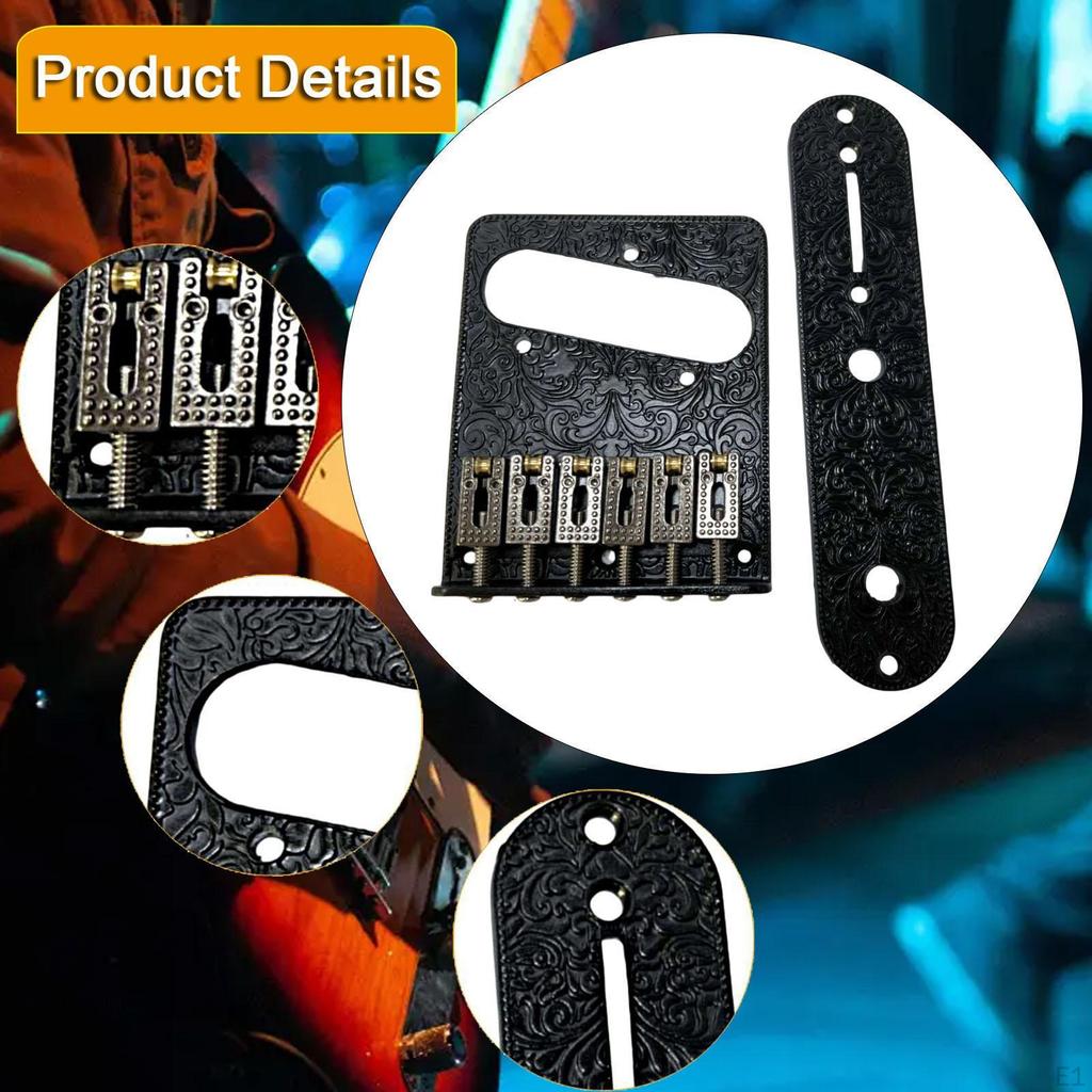 6 String Electric Bridge Plate with 2 Dome Buttons Heavy Duty Replacement Parts