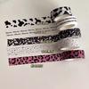 5rolls Minimalist and paper tape, black and white cow hand account photo decoration sticker, leopard print dot stickers